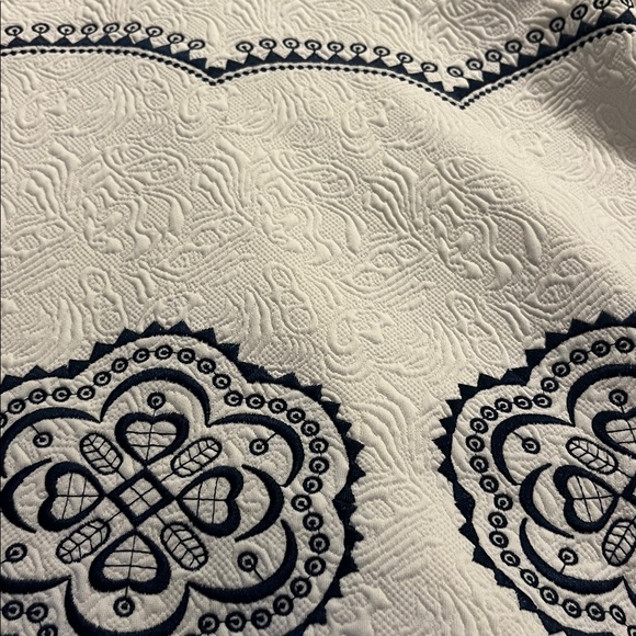 Alya Cream and Blue Patterned Kids Dress - Picture 5 of 5